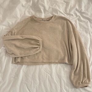 Cozy Beige Oversize Crop Sweater